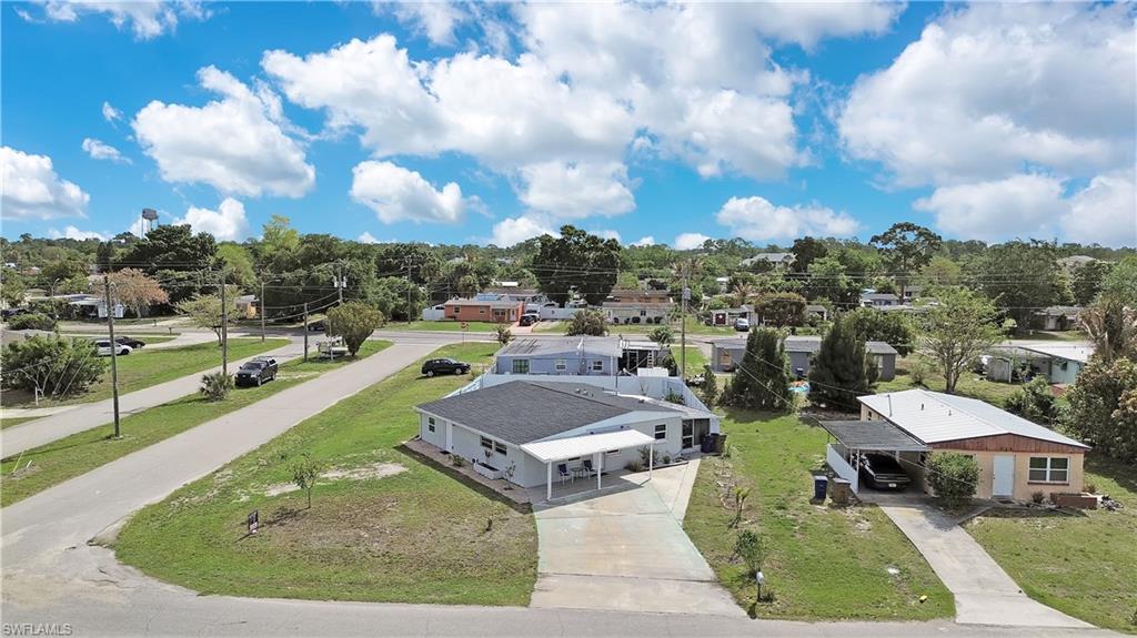 Aerial perspective of suburban area