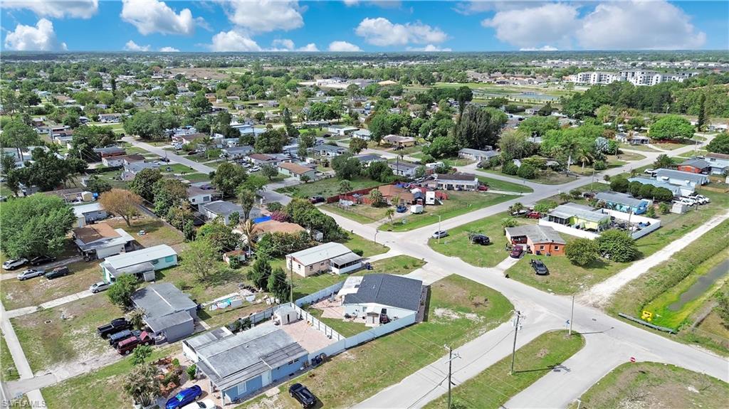 Aerial perspective of suburban area