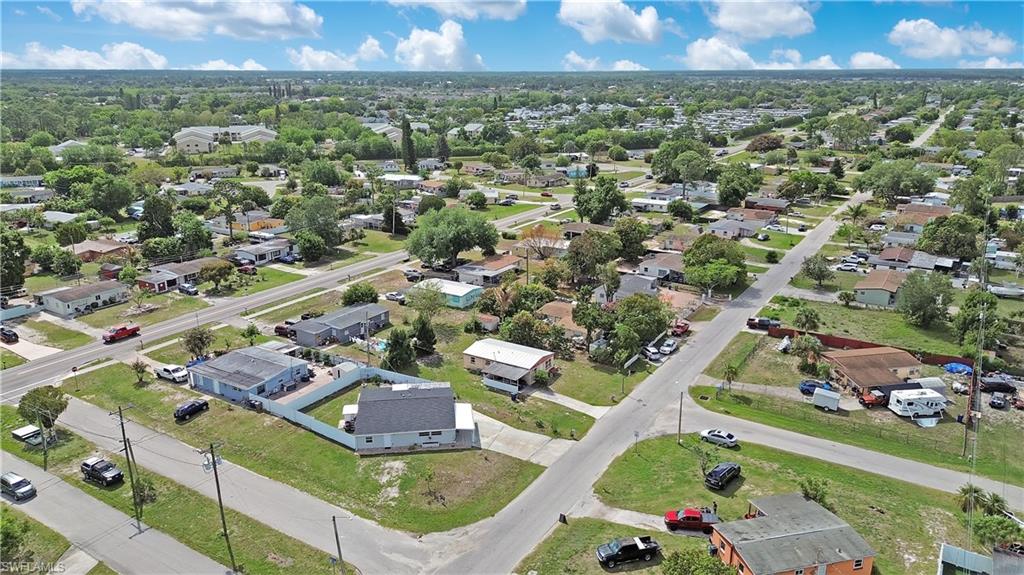 Aerial perspective of suburban area