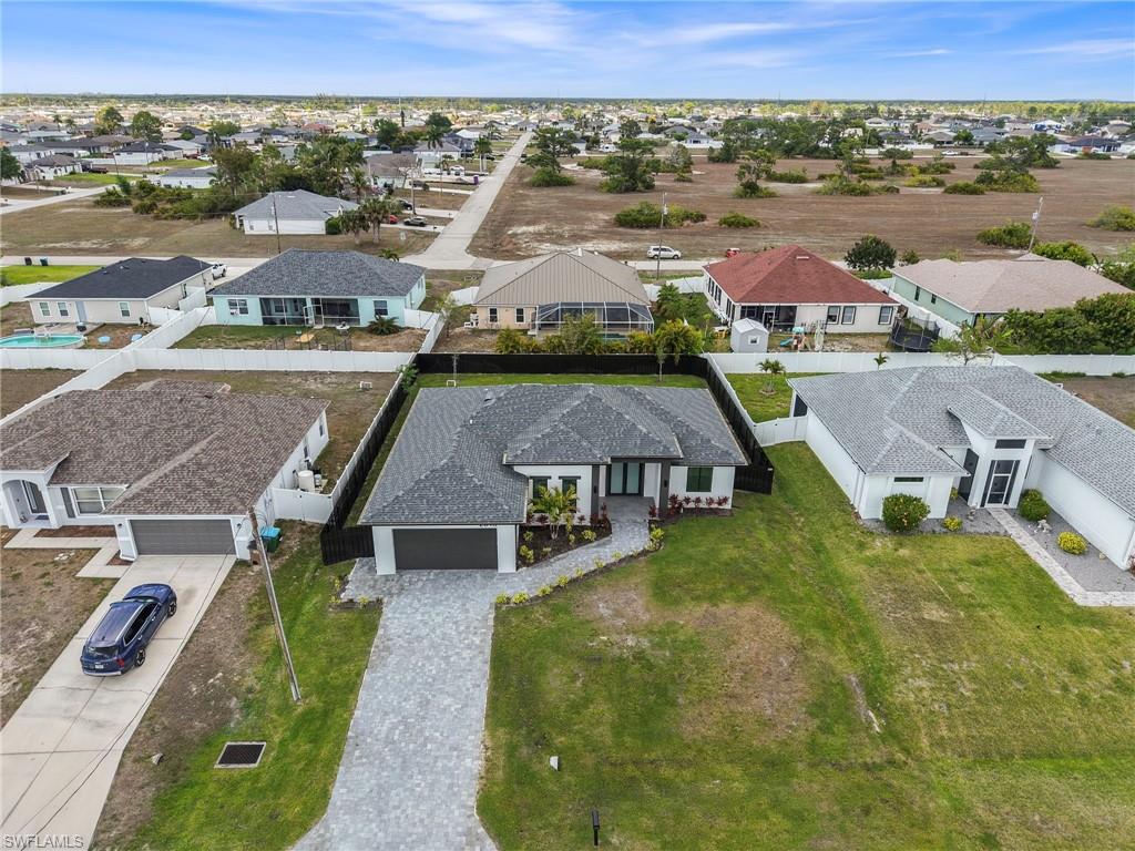 Aerial perspective of suburban area