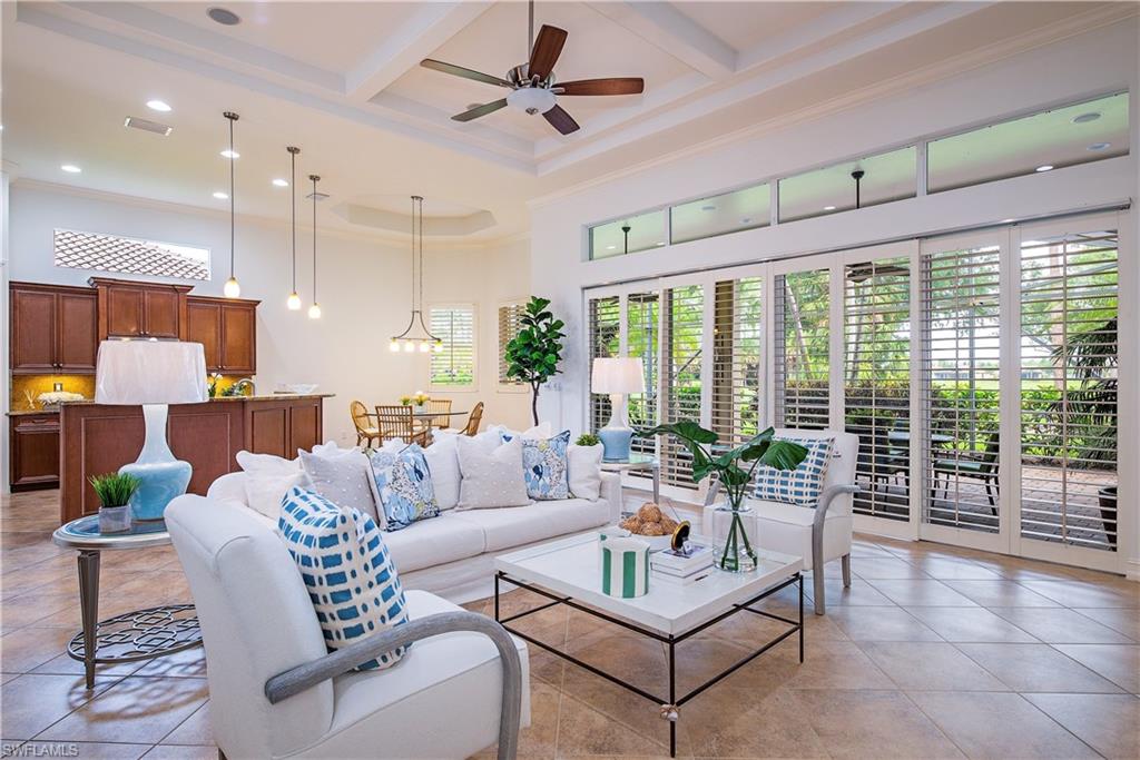 Great Room Floor Plan Design with tray ceiling detail.