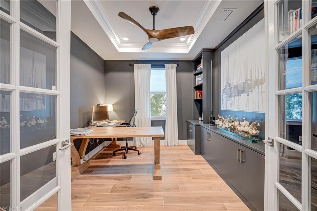 Den/office with built in shelving