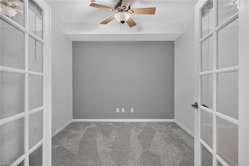 Private Flex Room with French doors and ceiling fan