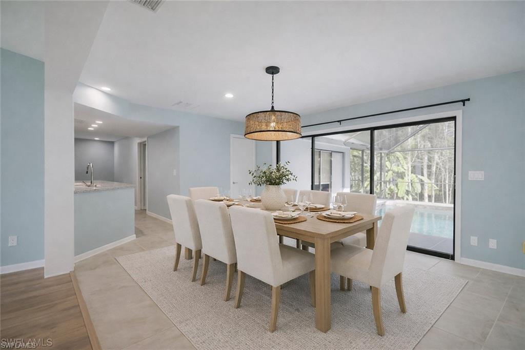 virtually staged dining area