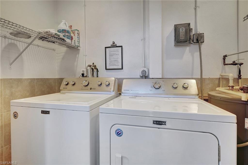 Laundry is on the mezzanine level.