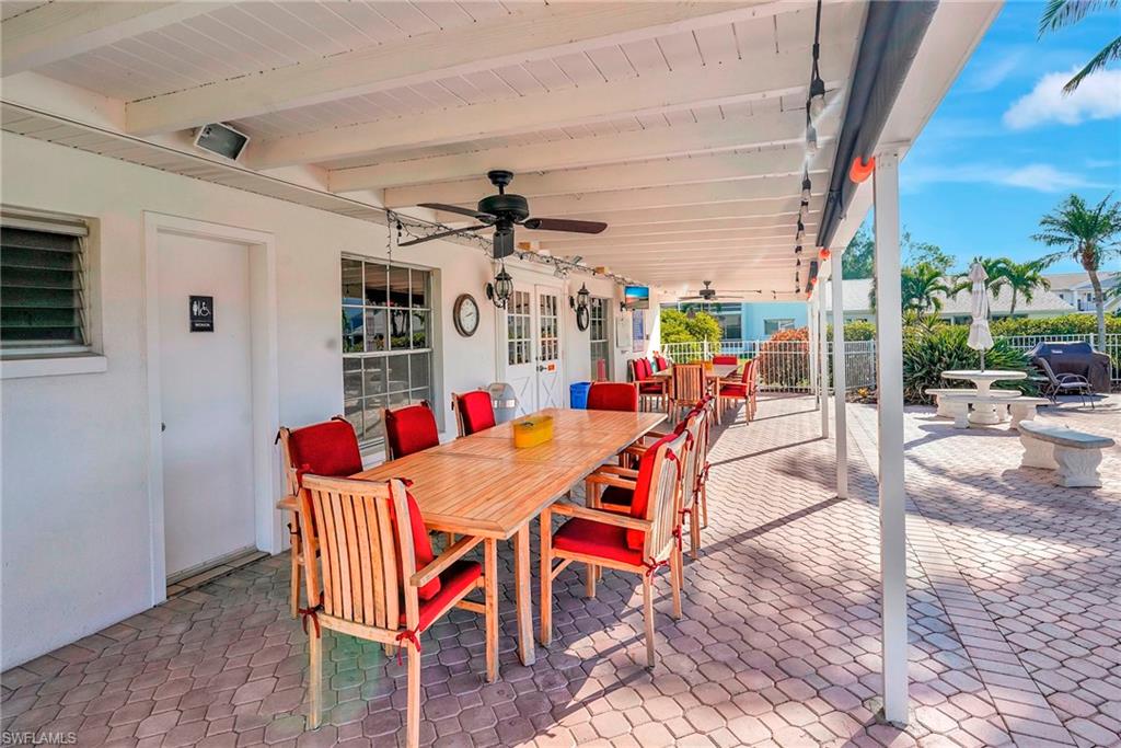 Dining area under cover at the pool