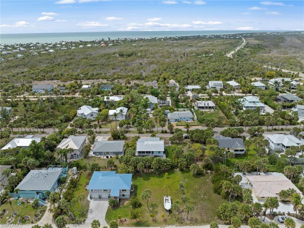 Aerial perspective of suburban area.