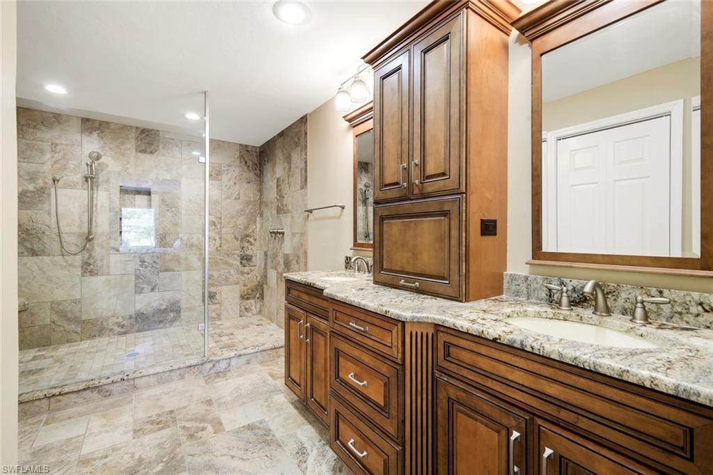 Exceptional Bathroom Suite, Dual Sinks, Tower, Granite, Wood Cabinetry