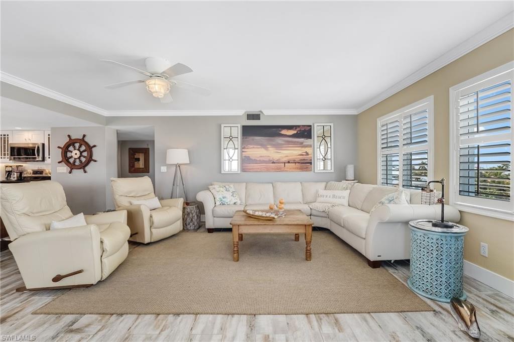 Open living room with great natural light from the side windows