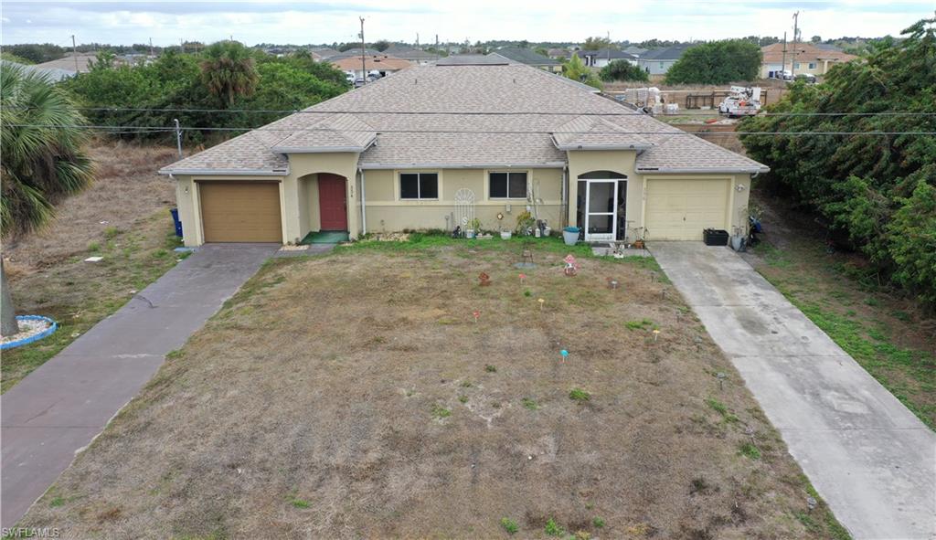 Front aerial view of the front of the duplex