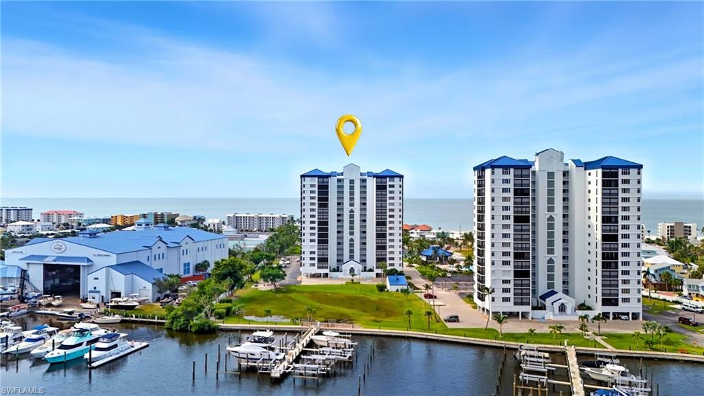 Water view with a dock and boat lift - Virtually Edited Image