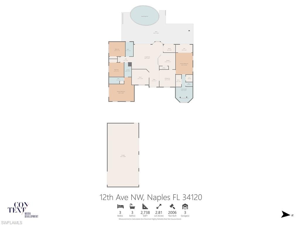 Floor plan provides an overview of the home's layout, including three bedrooms, a den, and three bathrooms.