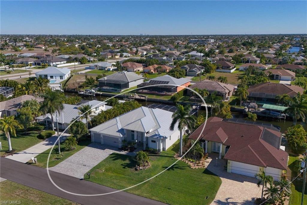 Aerial view of residential area