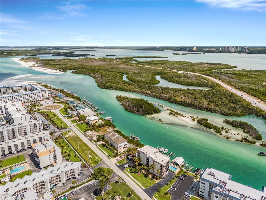 Aerial showing Big Hickory Pass and Lovers Key to the north.