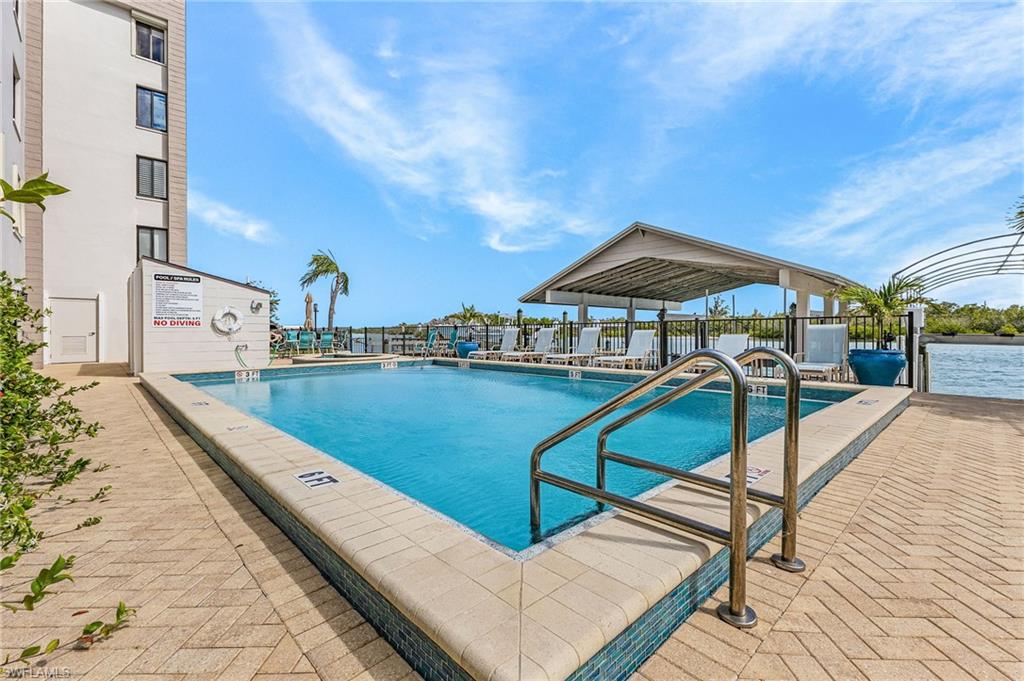 The saltwater pool is bayside.