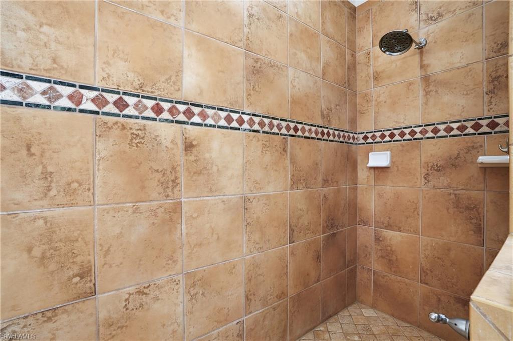 Bathroom view of tiled shower