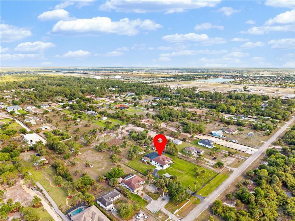 Aerial perspective of suburban area