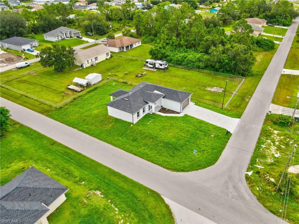 Aerial perspective of suburban area