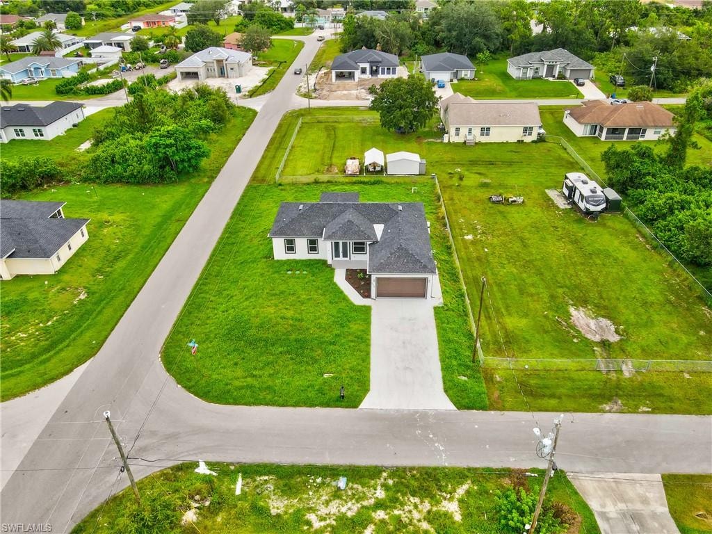 Aerial perspective of suburban area