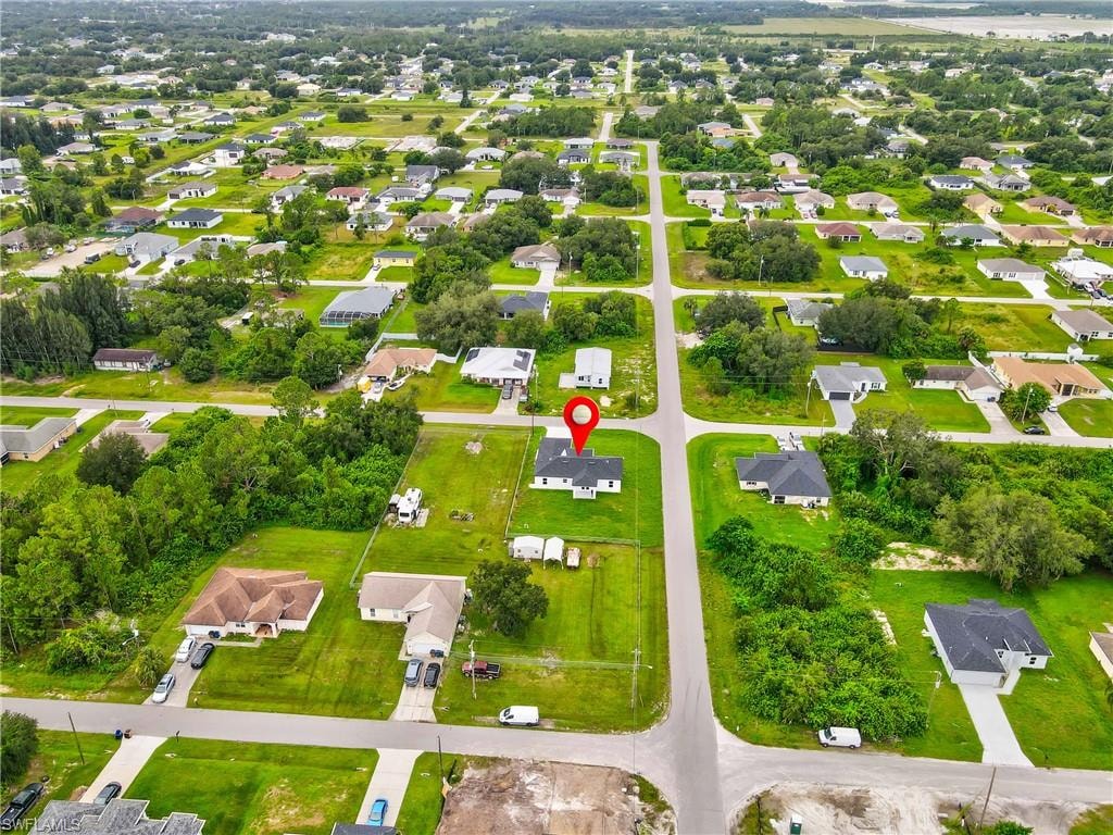 Aerial perspective of suburban area