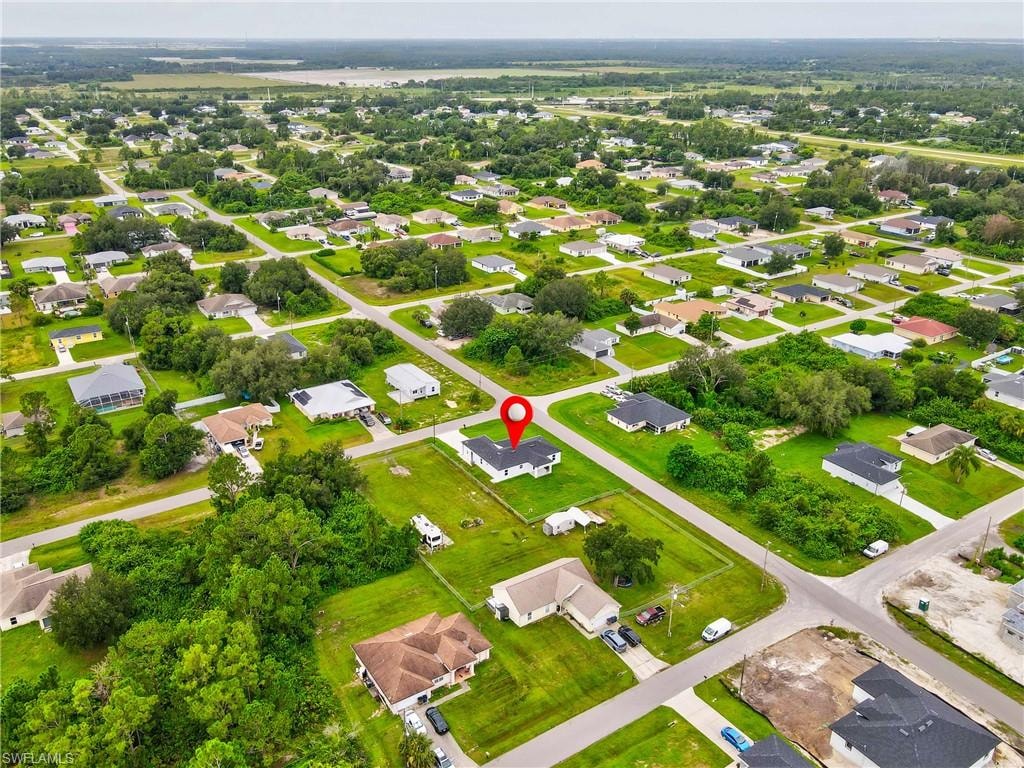 Aerial perspective of suburban area