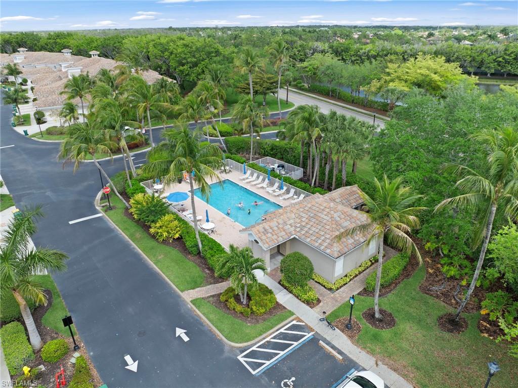 Aerial view of a pool