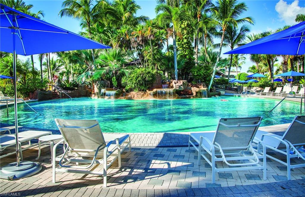 Community pool with a patio area