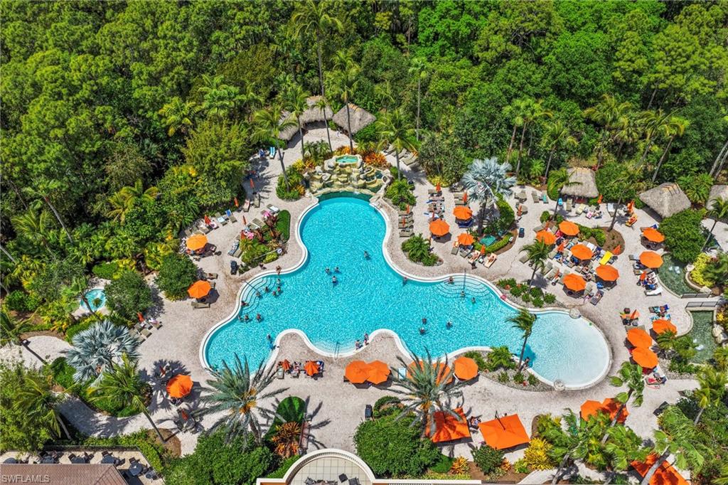 Aerial view of a pool area