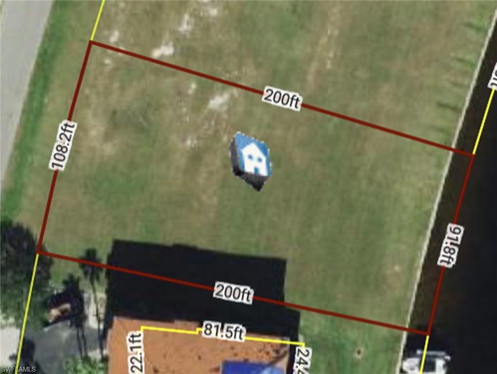 Aerial view of property's location featuring property parcel outlined