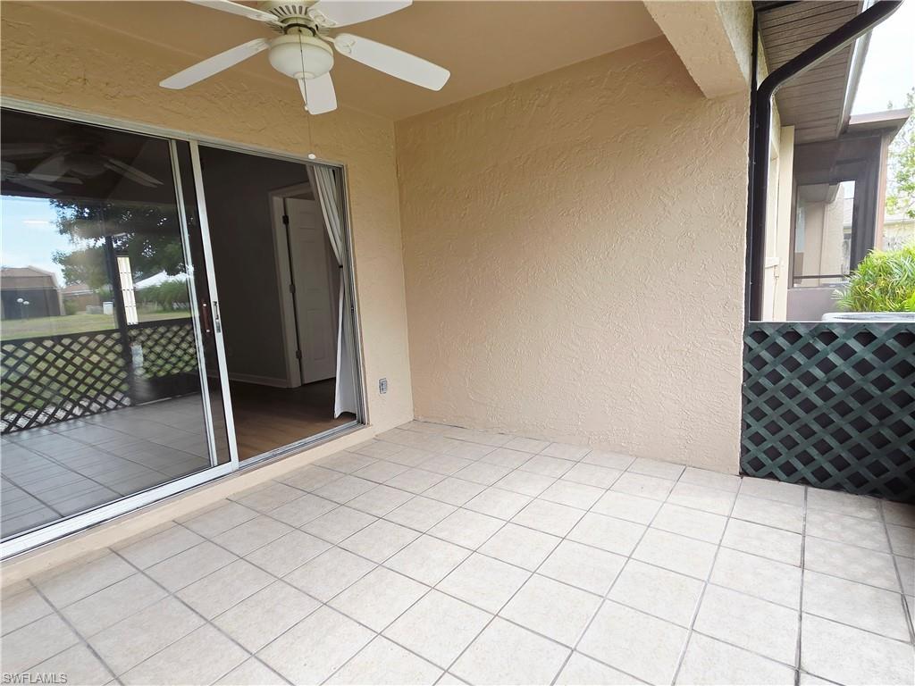 View of patio with a ceiling fan