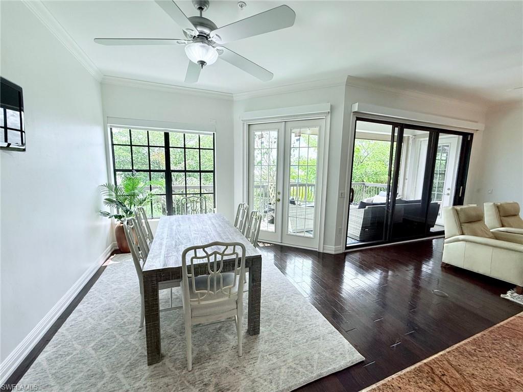 Dining area open to the balcony