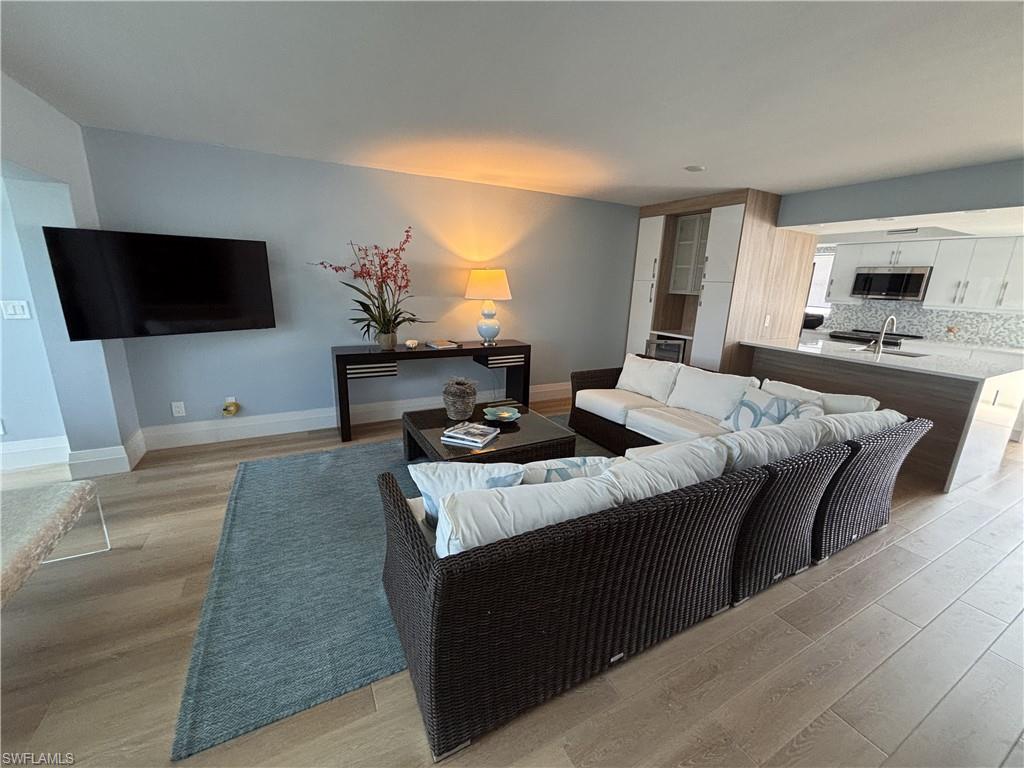 View of family room toward kitchen