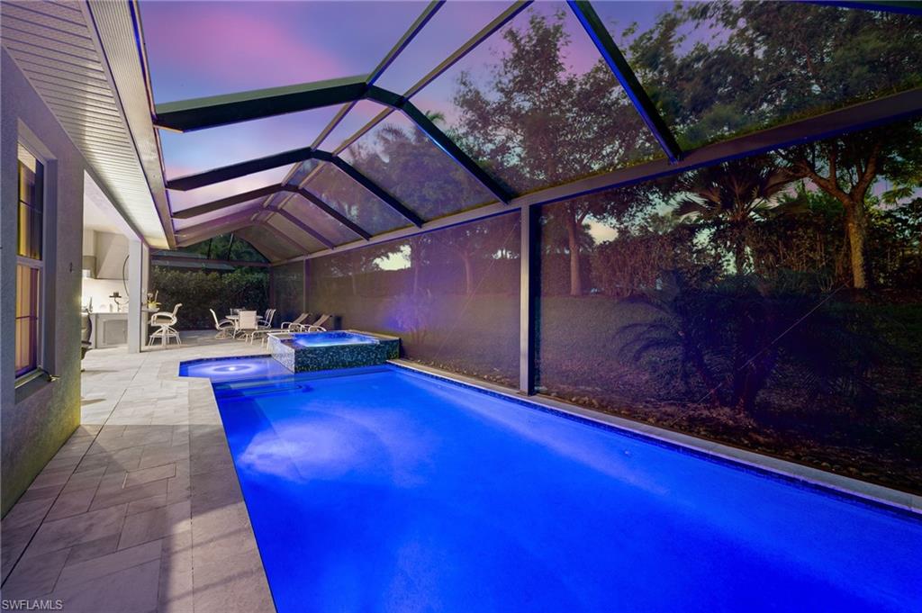 Outdoor Living Poolside at night