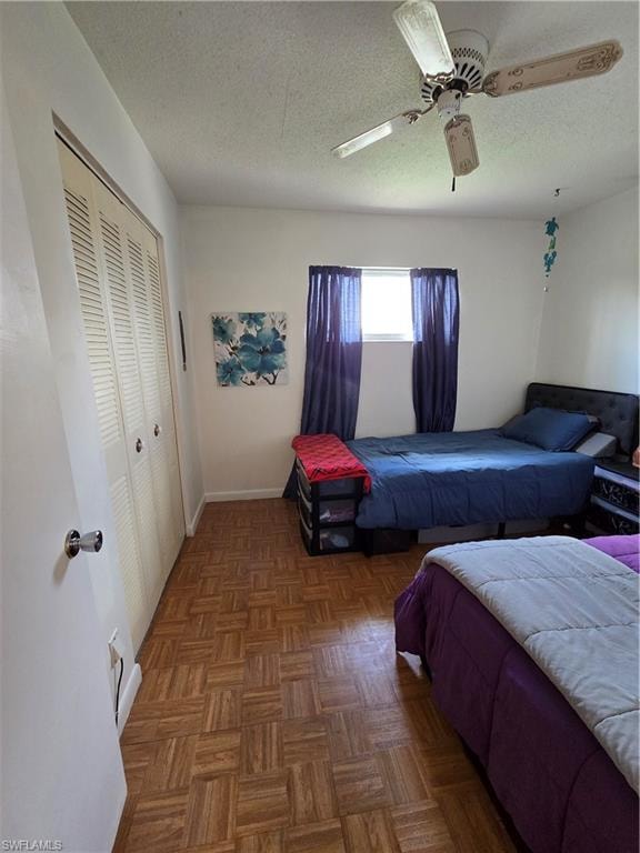 The guest bedroom has ample space and a closet for storage.