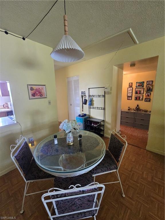 The dining area is both convenient to the kitchen and open to the living room.
