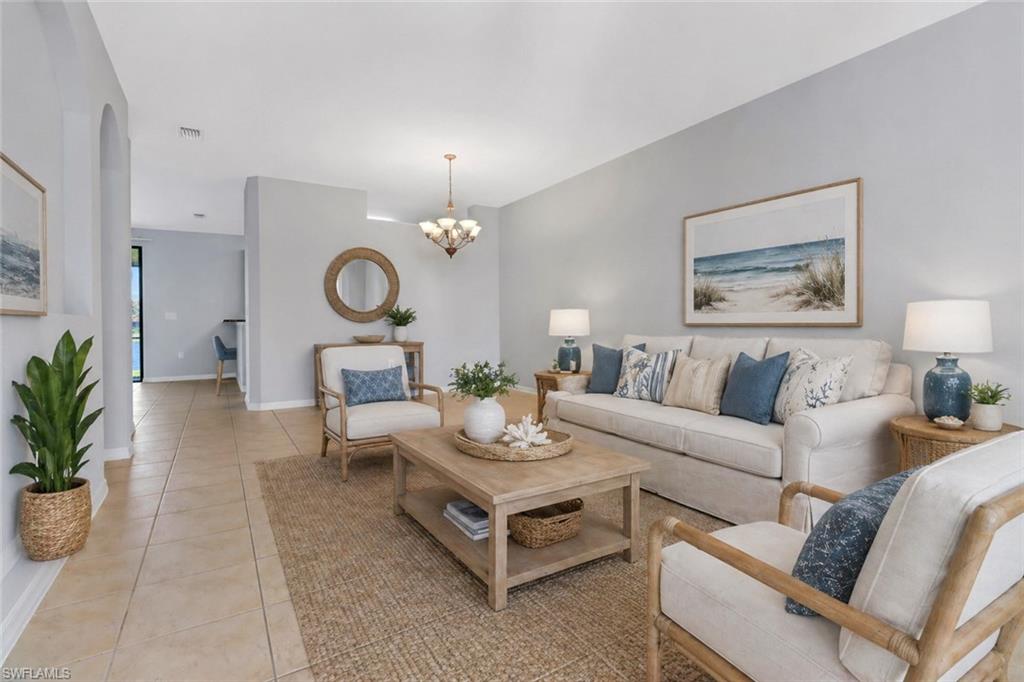 Virtually staged for furniture arrangement ideas.