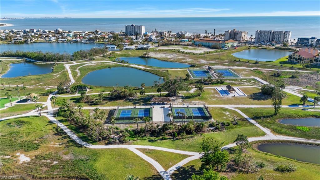 Aerial view of pickle ball and tennis courts virtually edited