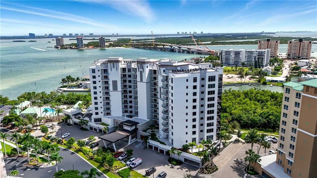 Drone / aerial view of a south end Views of Fort Myers Beach and South End Bridge- Virtually Edited Image