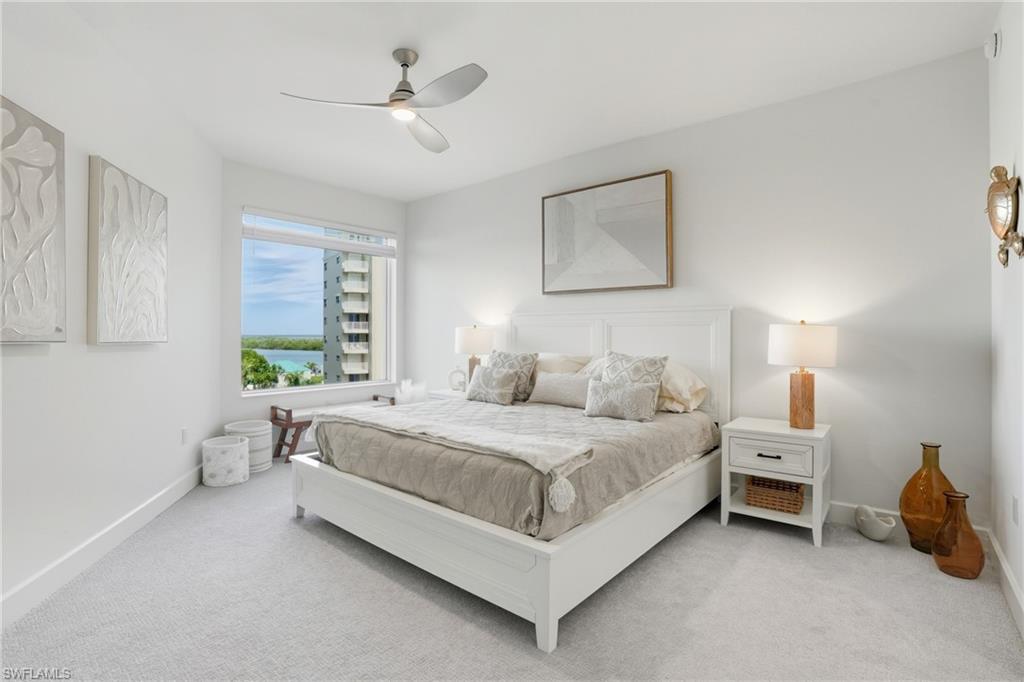 bedroom 2  with beautiful views of the bay  - Virtually Edited Image