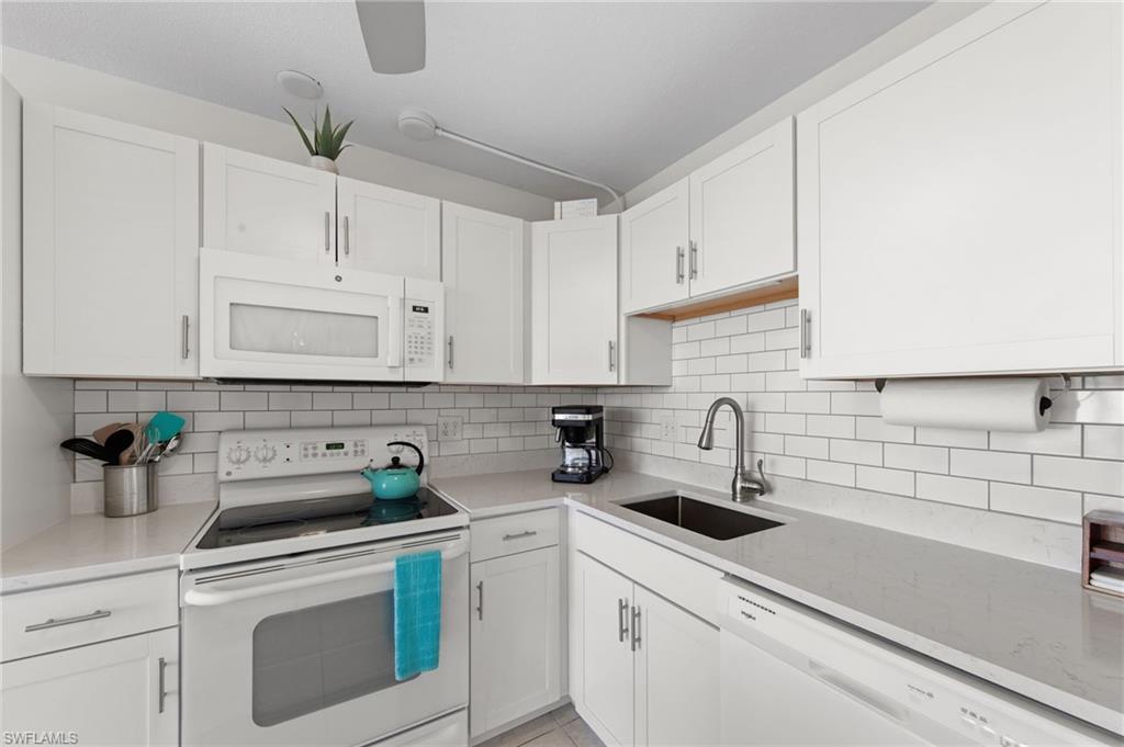 Backsplash and white appliances