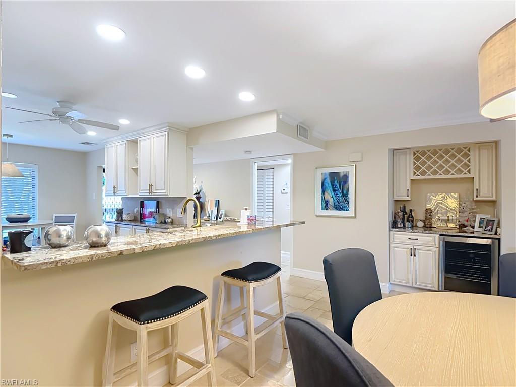 Bright kitchen with plenty of storage and prep space.