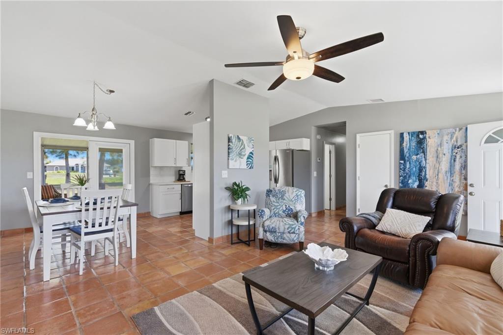 Great room with flow to the dining room and kitchen.