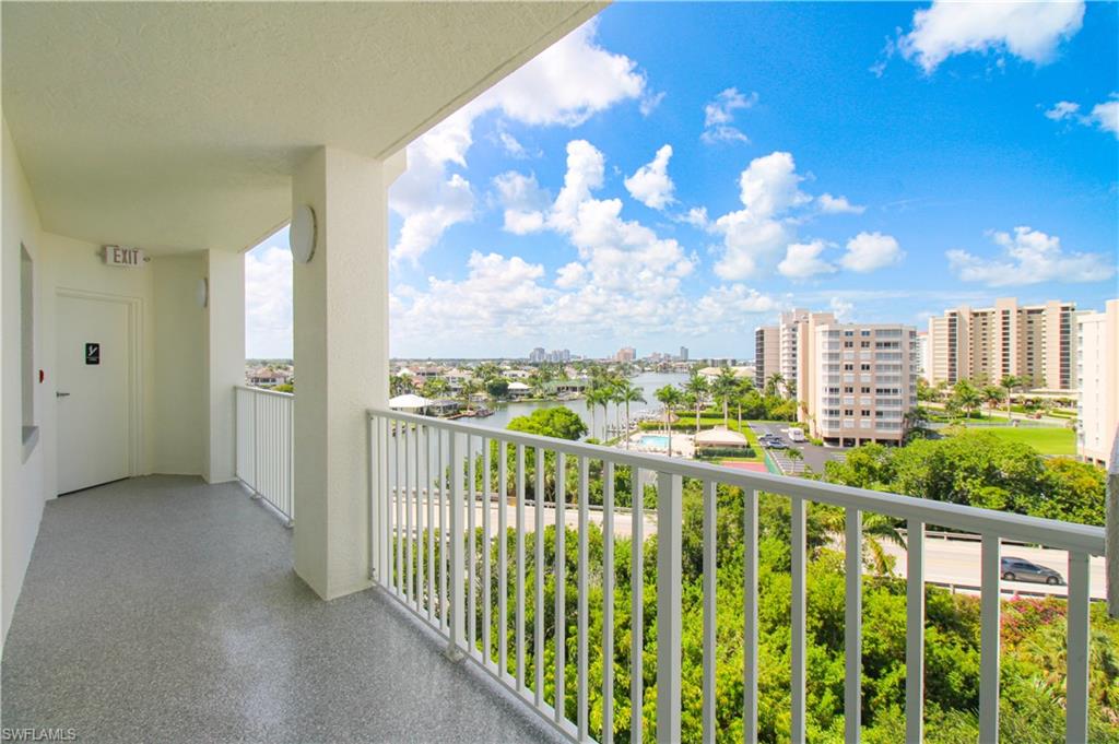 Balcony with a water view