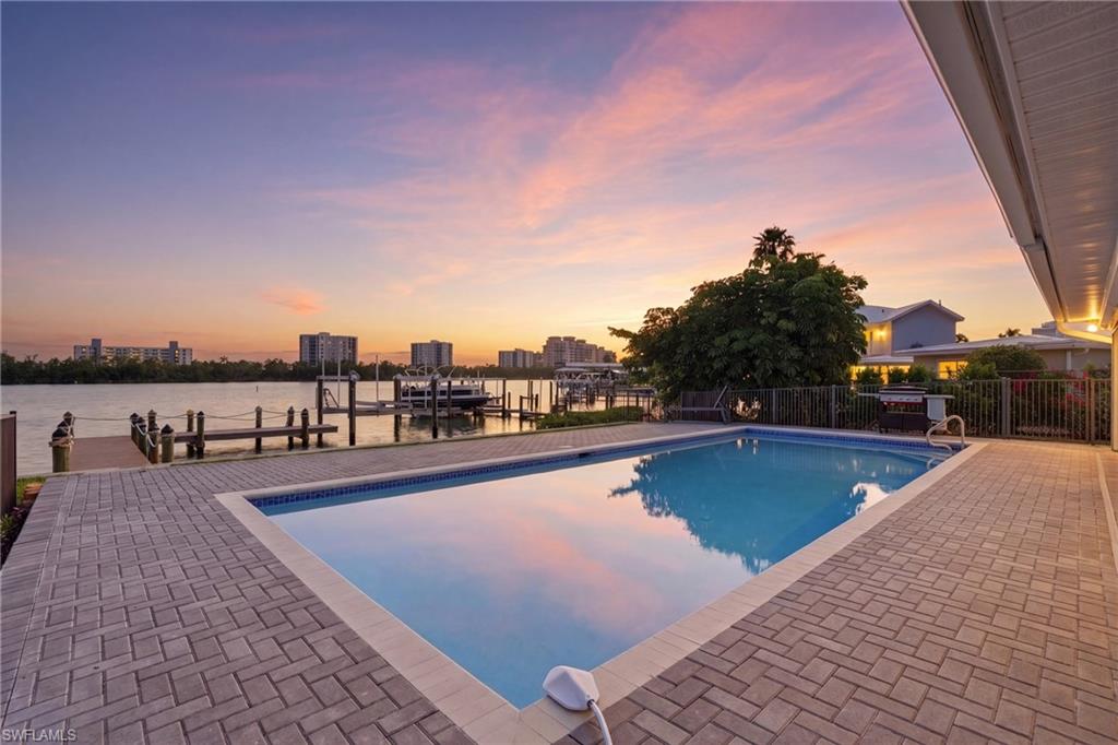 pool at sunset