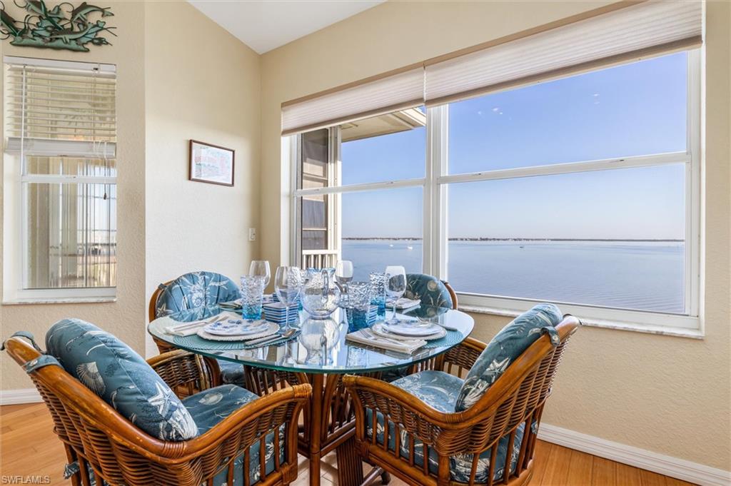 Breakfast nook with vast water views.