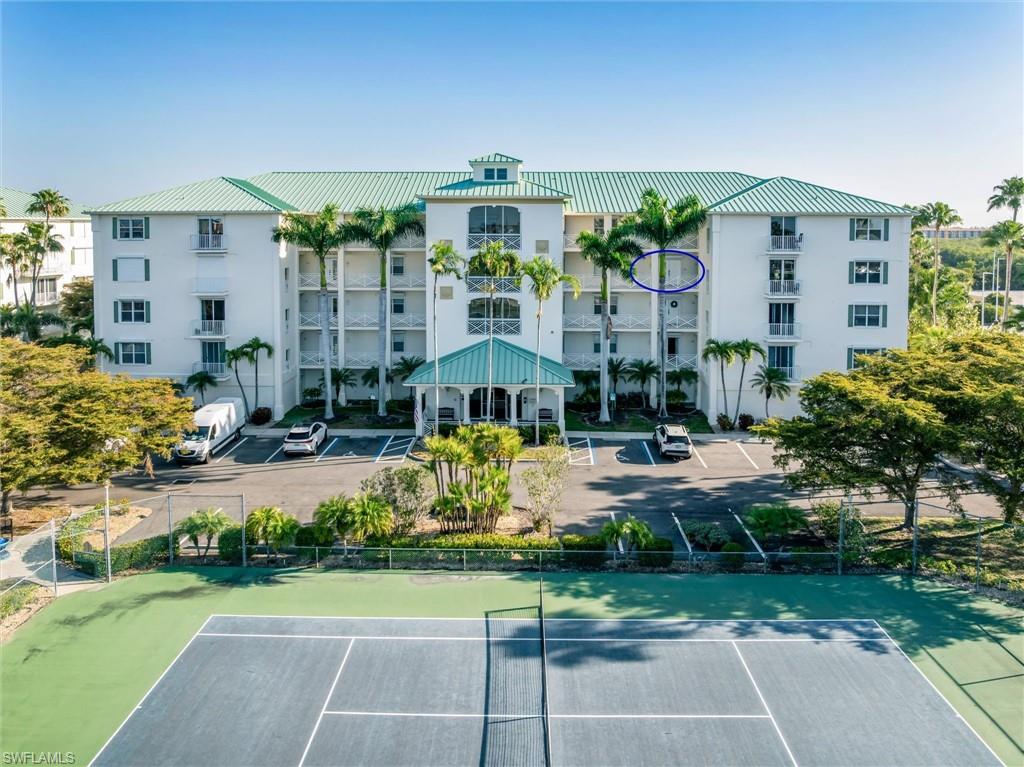 View of tennis court and Building 3