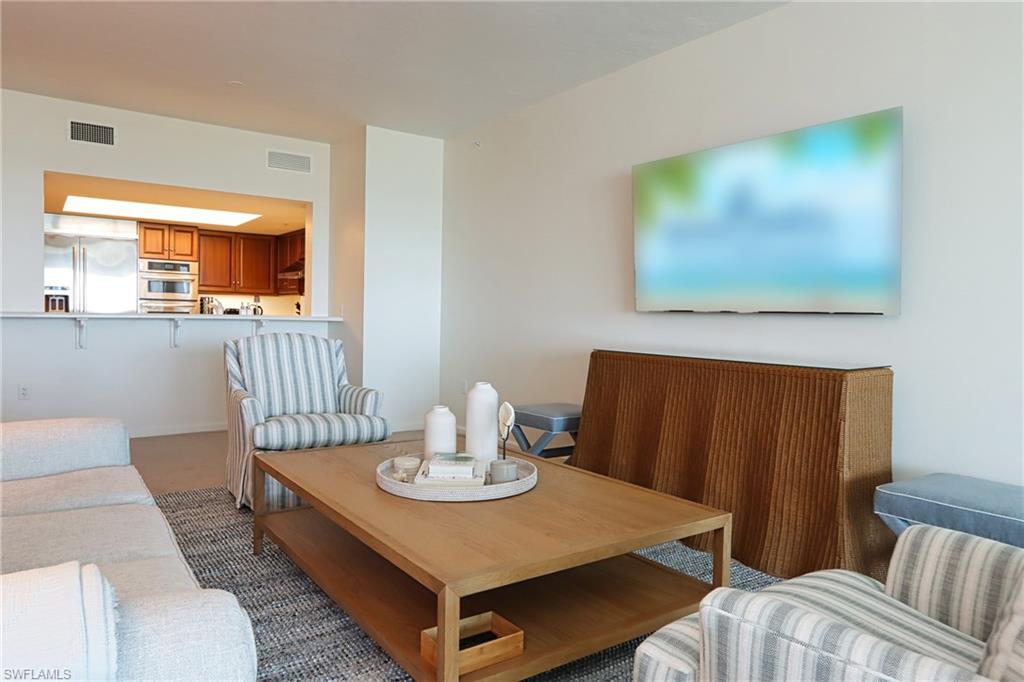 Living room with carpet flooring