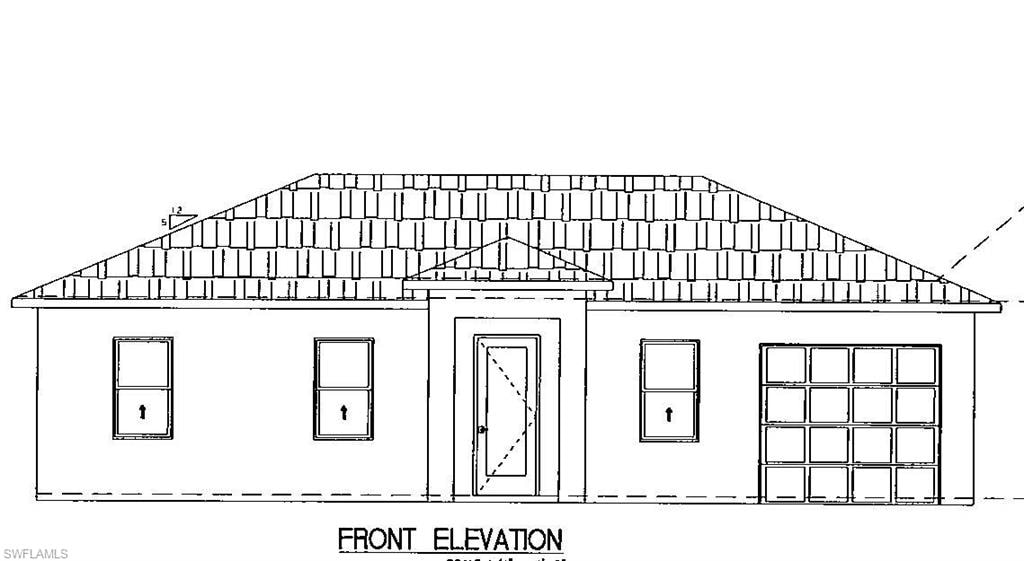 Single-story residence featuring a dark roof, light-toned siding with contrasting dark trim, and a paver driveway