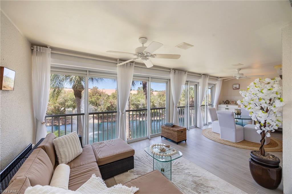 Take in beautiful  sunsets and the water feature from the large lanai