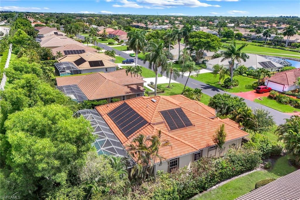 Solar panels heat the pool.